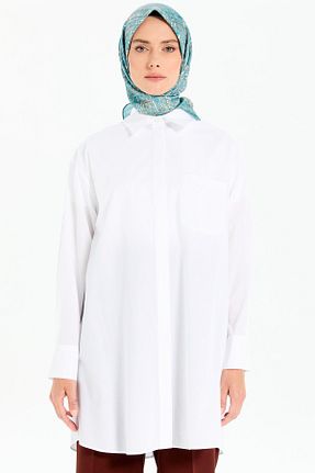 تونیک حجاب سفید زنانه بافتنی Tuğba - کد 872421304