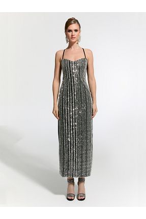 لباس مجلسی و فارغ التحصیلی بنفش زنانه پولک دوزی Nur Karaata - کد 872435095
