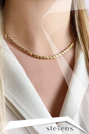 گردنبند استیل ( فولاد ) طلائی زنانه استیل ضد زنگ Multi JEWEL - کد 922855064