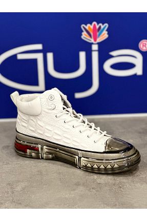 بوت / نیم بوت سفید مردانه پاشنه ضخیم Guja - کد 872445593