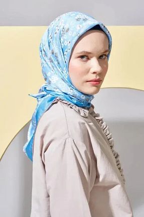 روسری آبی پلی استر Madame Polo - کد 737038139