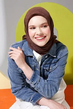 روسری قهوه ای پلی استر Madame Polo - کد 744301669
