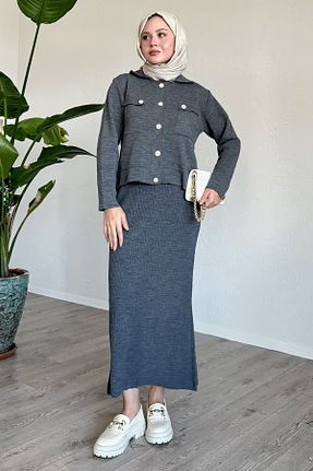 ست بالاتنه و پائین تنه حجاب طوسی زنانه رگولار InStyle - کد 872475041