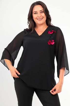 بلوز سایز بزرگ مشکی زنانه سایز بزرگ trend42plus - کد 849598926