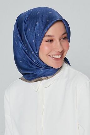روسری آبی کرپ ساتن ابریشم Armine - کد 872470979