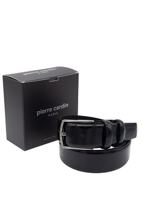 کمربند مشکی مردانه چرم خالص Pierre Cardin - کد 872523326