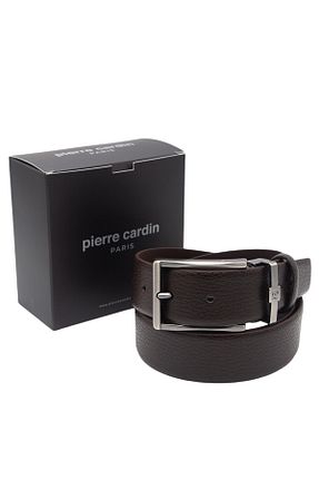 کمربند قهوه ای مردانه چرم خالص Pierre Cardin - کد 872523909