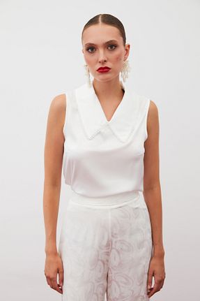 بلوز نباتی زنانه ساده Sateen - کد 872522328