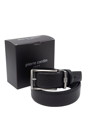 کمربند مشکی مردانه چرم خالص Pierre Cardin - کد 872523899