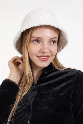 کلاه سفید زنانه خز مصنوعی LadyColor - کد 872930390