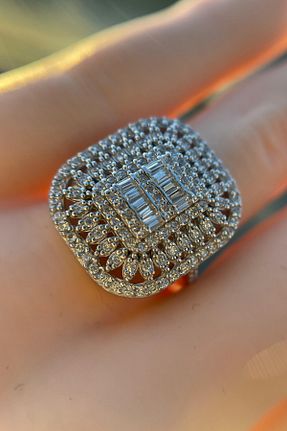 انگشتر برلیان سفید 14 عیار Crystal Diamond Zirconia - کد 872540409