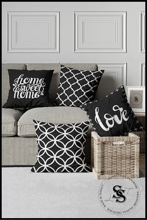 کوسن و روکش کوسن مشکی پنبه ای SasoHome - کد 66829132