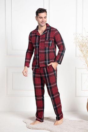 ست لباس راحتی سایز بزرگ قرمز مردانه Mecit Pijama - کد 873223945