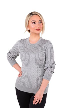 پلیور طوسی زنانه Saç Örgü YMA TRİKO - کد 872212557