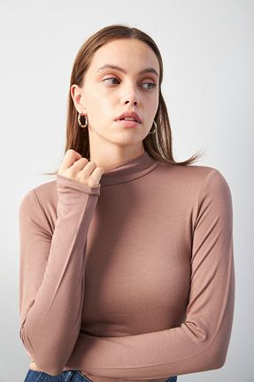 بادی قهوه ای زنانه یقه ماهیگیر Hür - کد 872760642