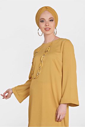 تونیک حجاب زرد زنانه پلی استر Alvina - کد 872832544