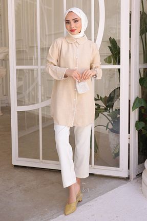 پیراهن حجاب بژ زنانه رگولار İmajButik - کد 828367108
