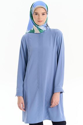 تونیک حجاب آبی رگولار Tuğba - کد 872910950
