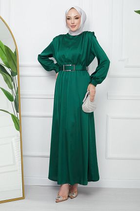 لباس مجلسی حجاب سبز زنانه یقه دوچرخه İmajButik - کد 802580565