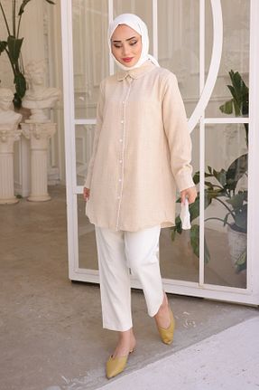 پیراهن حجاب بژ زنانه رگولار İmajButik - کد 828367108