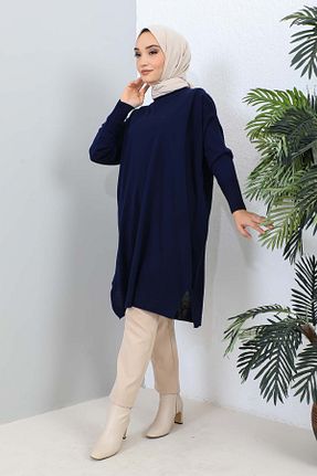 تونیک حجاب سرمه ای زنانه تریکو İmajButik - کد 778524577