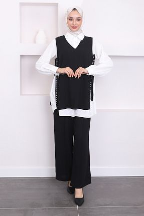 ست بالاتنه و پائین تنه حجاب مشکی زنانه رگولار İmajButik - کد 852548794