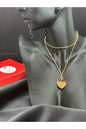 گردنبند استیل ( فولاد ) زرد زنانه استیل (فولاد) KUMRU BİJUTERİ - کد 872903329