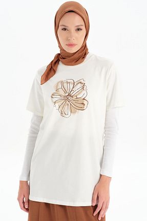 بلوز حجاب سفید زنانه رگولار Tuğba - کد 872912497