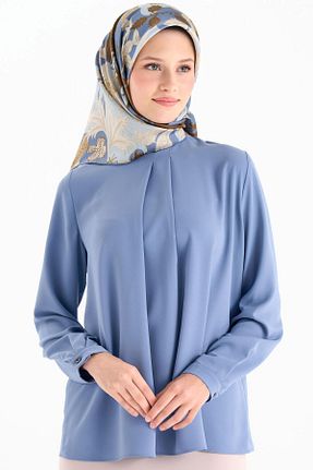 بلوز حجاب آبی زنانه رگولار Tuğba - کد 872920560