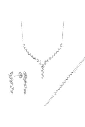 ست طلا سفید زنانه زیرکن ESAS GOLD - کد 313942507