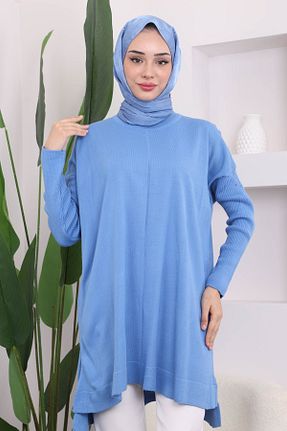 تونیک حجاب سرمه ای زنانه مخلوط پلی استر İmajButik - کد 865493904