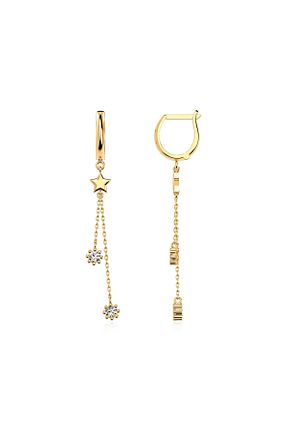 گوشواره نقره طلائی زنانه 925 عیار Indigo Takı - کد 809679574