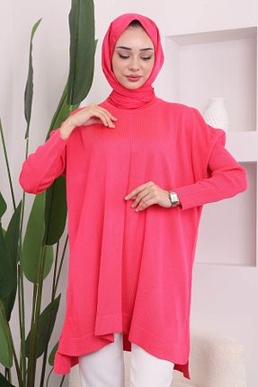 تونیک حجاب صورتی زنانه مخلوط پلی استر İmajButik - کد 865494234
