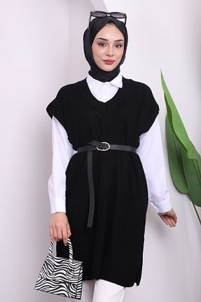 سوئیتر حجاب مشکی زنانه اورسایز İmajButik - کد 865790438