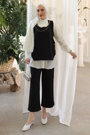 ست بالاتنه و پائین تنه حجاب مشکی زنانه رگولار İmajButik - کد 821225296