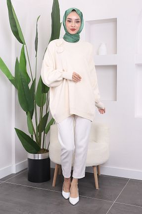 پلیور حجاب بژ زنانه مخلوط پلی استر İmajButik - کد 872928135