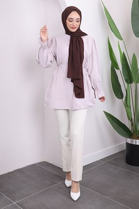 پیراهن حجاب طوسی زنانه رگولار İmajButik - کد 849331633