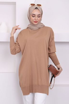 تونیک حجاب قهوه ای زنانه مخلوط پلی استر İmajButik - کد 857927600
