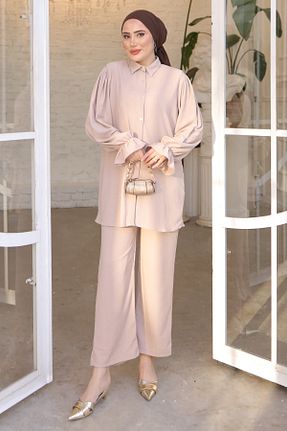 ست بالاتنه و پائین تنه حجاب بژ زنانه رگولار İmajButik - کد 821225337