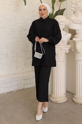 ست بالاتنه و پائین تنه حجاب مشکی زنانه رگولار İmajButik - کد 821225338