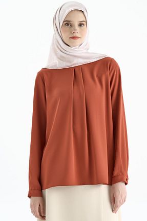 بلوز حجاب نارنجی زنانه رگولار Tuğba - کد 872920692
