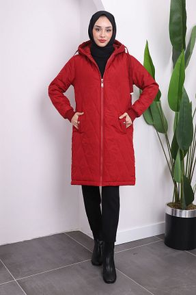 کاپشن حجاب زرشکی زنانه مخلوط پلی استر İmajButik - کد 865498229