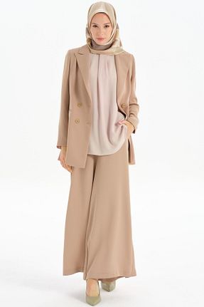 بلوز حجاب بژ زنانه رگولار Tuğba - کد 872949772