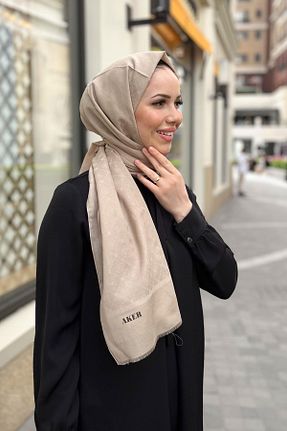 شال بژ زنانه پنبه پلی استر Aker - کد 826292861