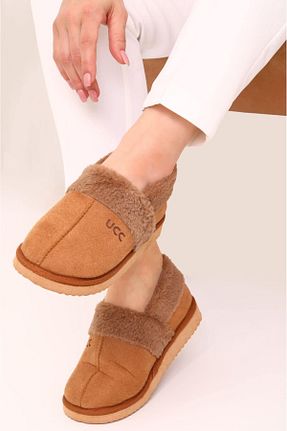 بوت خانگی قهوه ای زنانه مخملی Genel Markalar - کد 872972381