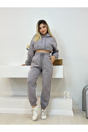 ست بالاتنه و پائین تنه طوسی زنانه بافتنی Home - کد 873000890