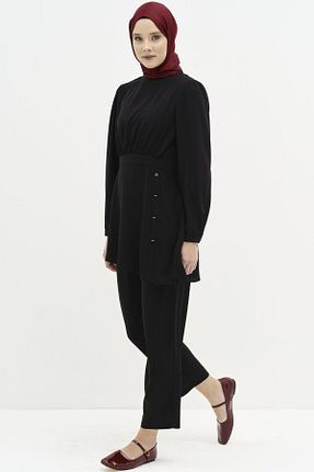 ست بالاتنه و پائین تنه حجاب مشکی زنانه رگولار Tuğba - کد 872990901