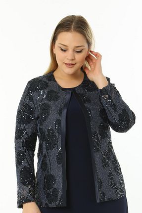ست لباس مجلسی سایز بزرگ سرمه ای زنانه آستین بلند Ladies First - کد 239040158