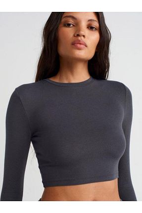 بلوز طوسی زنانه ساده Dilvin - کد 873016809