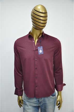 پیراهن زرشکی مردانه اسلیم فیت Ang - کد 873056782